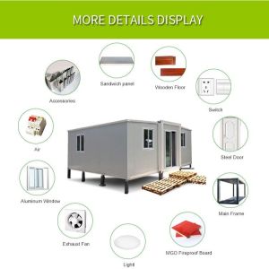 40FT Expandable Container House with Full Bathroom and White or Customized Color