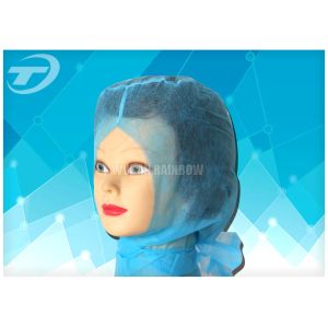 Soft Breathable Hood Snood Disposable Head Cap in White Blue