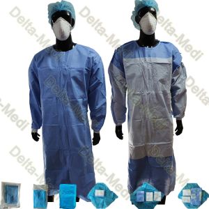 Medical Disposable Reinforced SMS Standard Surgical Gown Knitted Cuff