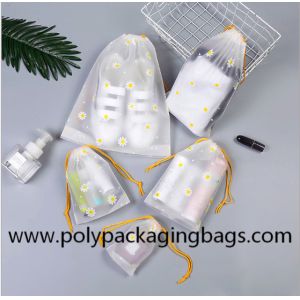 2 Colors Gravure Printing Frosted CPE Drawstring Packaging Bags Drawstring