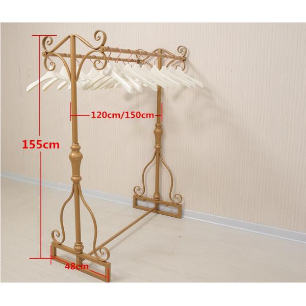 Women Clothing Store Shelves / Retail Clothing Display Systems Golden Color