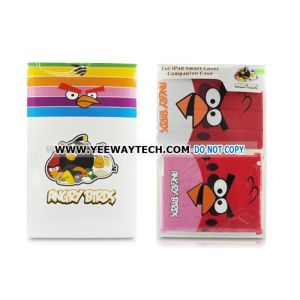 Indignant Bird Pattern Magnetic Smart Cover With Back Hard Case For iPad 2 - Red