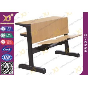 Oval Steel Tube Folding College Classroom Furniture / Wood Classroom Table