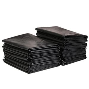 HDPE Material Flat Recyclable Garbage Bags Embossed Surface Black Colour