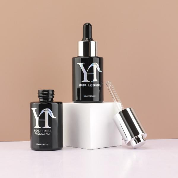 Buy Round Serum Dropper Bottles 30ml With Silver Dropper Oil Packaing at wholesale prices