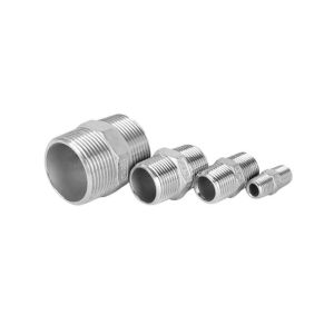 China SS304/316 Thread Pipe Fittings M/M Threaded Nipple for DN8-DN100 Pipes CE Certified on sale