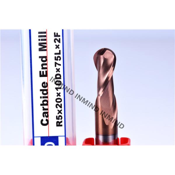 10 mm High Precision Ball Nose End Mill with HRC55 TiSiN Coating , 0.5 UM grain size