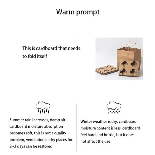 Kraft Paper Cup Holder Disposable Packing Insulation Corrugated Kraft Paper Cup Holder For Tray Takeout Packing