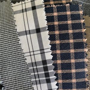 Polyester Fiber Woven Yarn Dyed Checks Fabric For Dresses Suits Pants Jackets