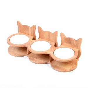 Wooden Cat Bowl Ceramic For Protecting Cervical Spine