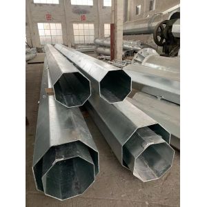 Hot Dip Galvanized Transmission Steel Pole 6mm Thick Q460 Octagonal 100FT