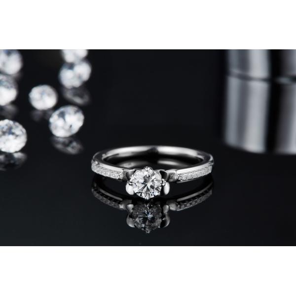 Flower Cut Moissanite Engagement Ring Unique 14KN White Gold Ring Moissanite Engagement Ring