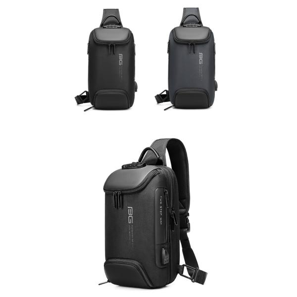 Lightweight Large Black Mens Sling Bag Guard Against Theft Durable