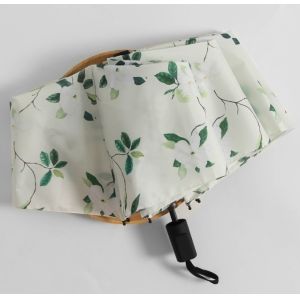 190T Pongee Foldable Manual Open Umbrella With Fiberglass Ribs