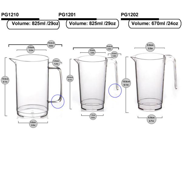 Heat Resistant Plastic Beverage Pitcher 29oz Plastic Juice Jug With Handle