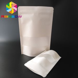 China White Doypack Stand Up Coffee Pouches k Kraft Paper Bags With Clear Window / Zipper on sale