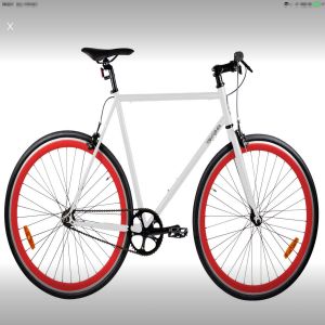 Quality 58cm 60cm White Frame Red Rim 700c Single Speed Fixie Fixed Gear Bike Double V Brake for sale