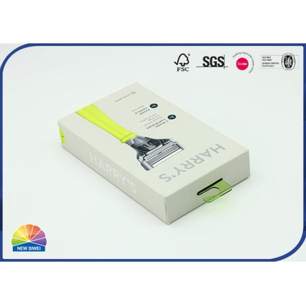 Silver Foil Hot Stamping Drawer Paper Box For Man Razor Packaging