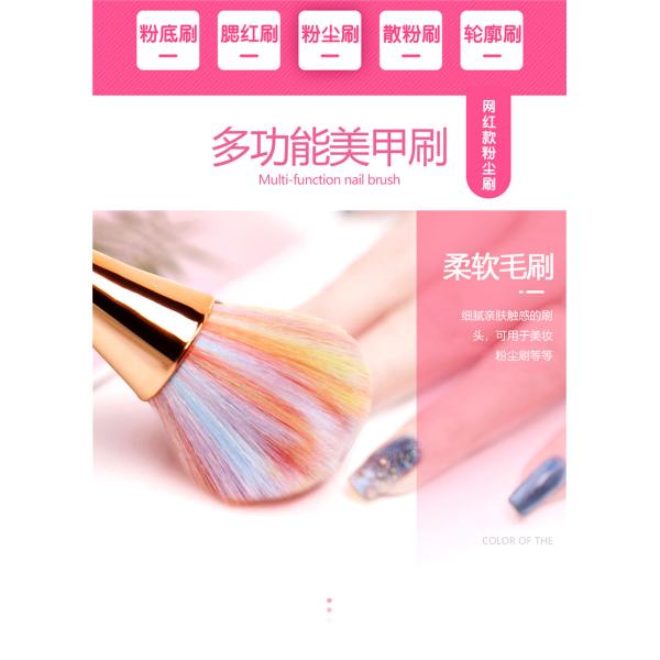 Synthetic Hair Long Handle Nail Art Dust Brush for Smooth and Thorough Powder Removal