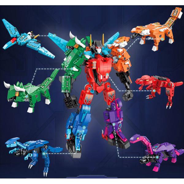 Unisex 6 In 1 Mighty Dinosaur Toy Transforming Mecha Tyrannosaurus Great Gift for 7-12