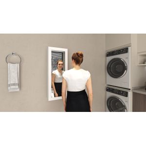 MDF Wood Wall Mounted Ironing Board Cabinet with Mirror