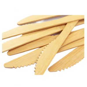 Biodegradable Disposable Bamboo Cutlery Knives Individually Wrapped 17CM