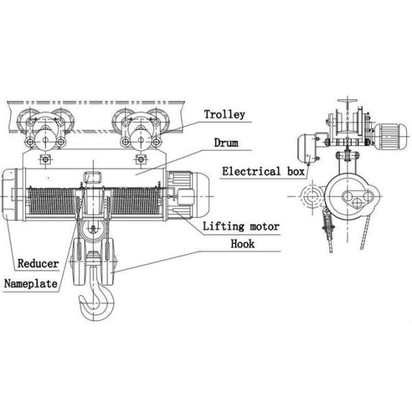 12 T Wire Rope Electric Lifting Hoist / Electric Wire Hoist With Strong Motor