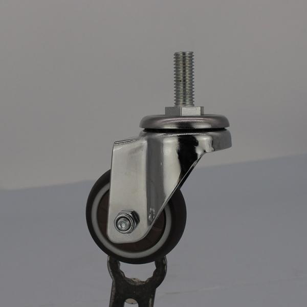 M10x25mm Threaded Stem Swivel Brown TPR Casters For Mobile Street Food Carts Easy Install