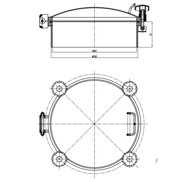 304 Pressure Round 300mm OD 2-5 Bar Stainless Steel Manway