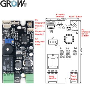 GROW K215-V1.3+R502-AW DC10-30V Self-locking Relay Output Fingerprint Access