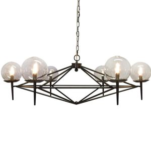 Flash Gold + Transparent E14 Hardware Painting Glass Ball Pendant Light