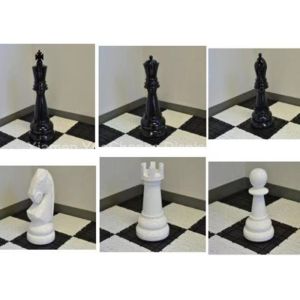 Giant Size Black And White Store Window Decorations Fiberglass Chess Set