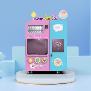 Outdoor Robot Fairy Floss Vending Machine 36 Fancy Flower Double Nozzle