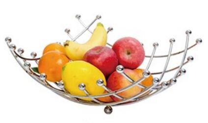 Buy Kitchen accessory Modern Europe Design Chrome Wire Metal Fruit Basket Stand at wholesale prices