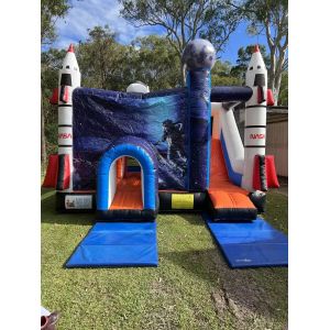 Customize Space Shuttle Bounce House With Slide For Kids Jumping Climbing