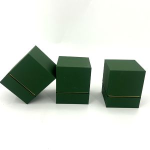 Emerald Square Candle Box Premium Green Hinged Packaging With Gold Trim Custom
