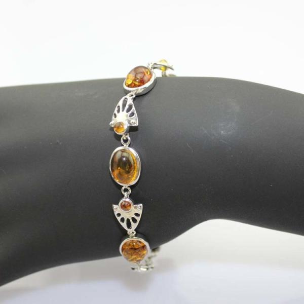Gemstone Jewelry 925 Silver 8x10mm Oval Citrine Link Tennis Bracelet (SB7001)