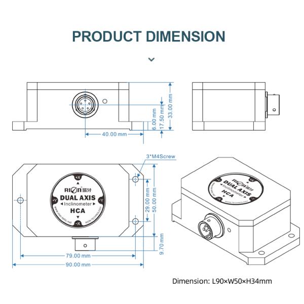 HCA516T / HCA526T High Precision CANOPEN Inclinometer With Good Temperature Drift