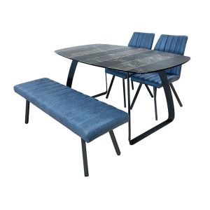 High Breathability Fabric Upholstered Dining Chairs Heavy Duty Steel Legs