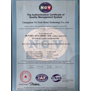 Changzhou Vic-Tech Motor Technology Co., Ltd. Certifications