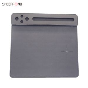Multifunctional 10w Wireless Charging Mouse Pad PU Leather Portable Storage