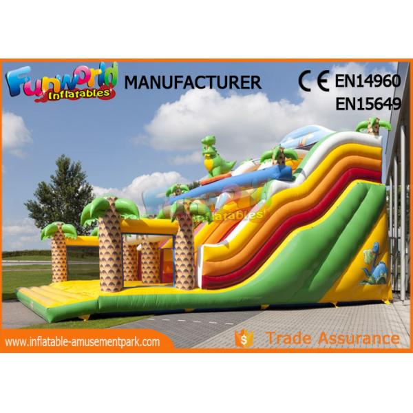 Yellow Color Commercial Inflatable Slide For Adult / Blow Up Jumping Slide