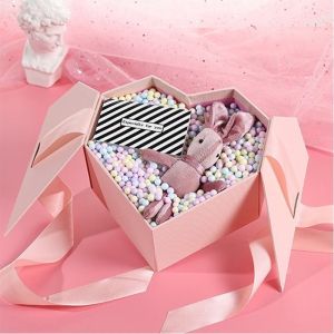 Rigid Valentine's Day Bow Gift Box With Top And Bottom Cover Large Gift