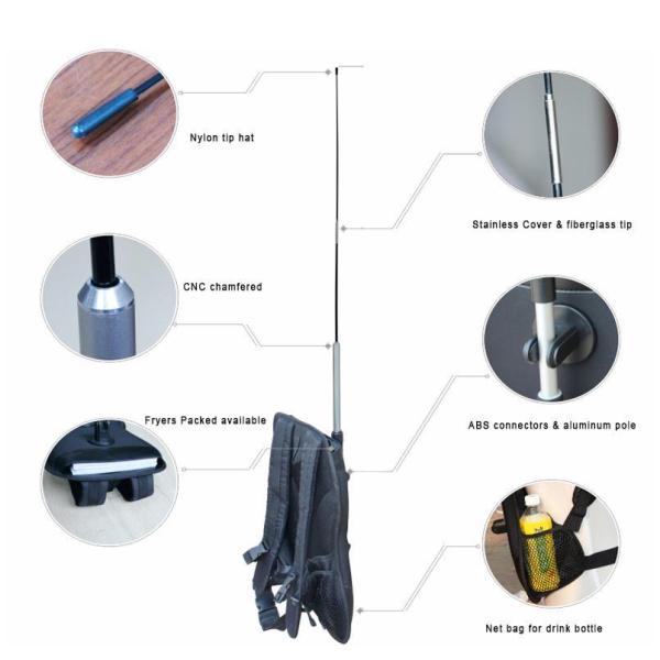 Rectangle Shape Aluminum Backpack Flags , Human Street Walking Personalized Feather Flags