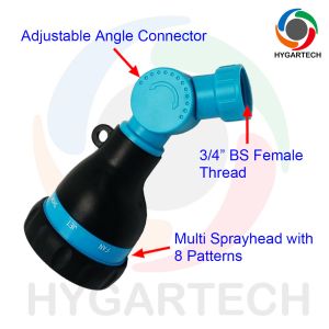 Thumb Control 8 Modes Hose Spray Wand With Swivel Head