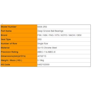 China Skating Bearings 6008 2RS Cheap Deep Groove Ball Bearings