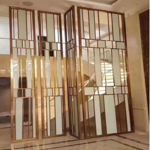Metal frame aluminum stained colour glass acrylic room divider panel