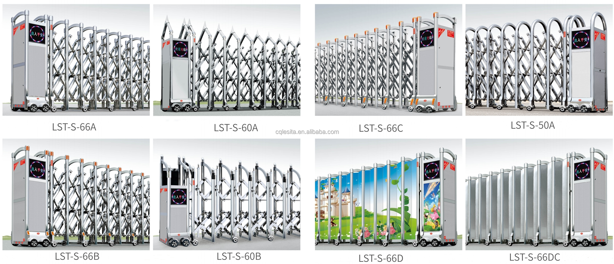 Exterior Stainless Steel Automatic Expandable Folding Retractable Sliding Gate Remote Control for Entry Apartment Hospital