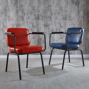 Metal Frame Restaurant Dining Room Chairs With Soft Leather Seats