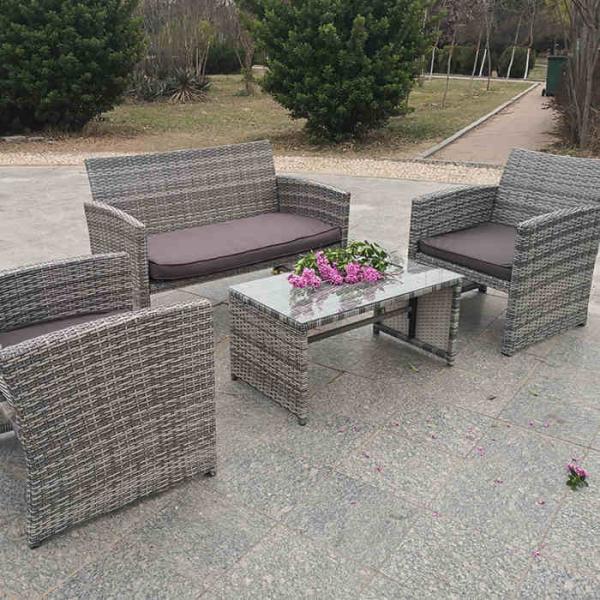 High Quality Aluminum Frame Modern PE Rattan Woven Wicker Handmade Sofa Coffee Table Set Outdoor Indoor Furniture